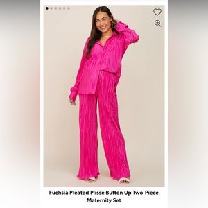 Pink Blush Fuschia Pleated Maternity Set